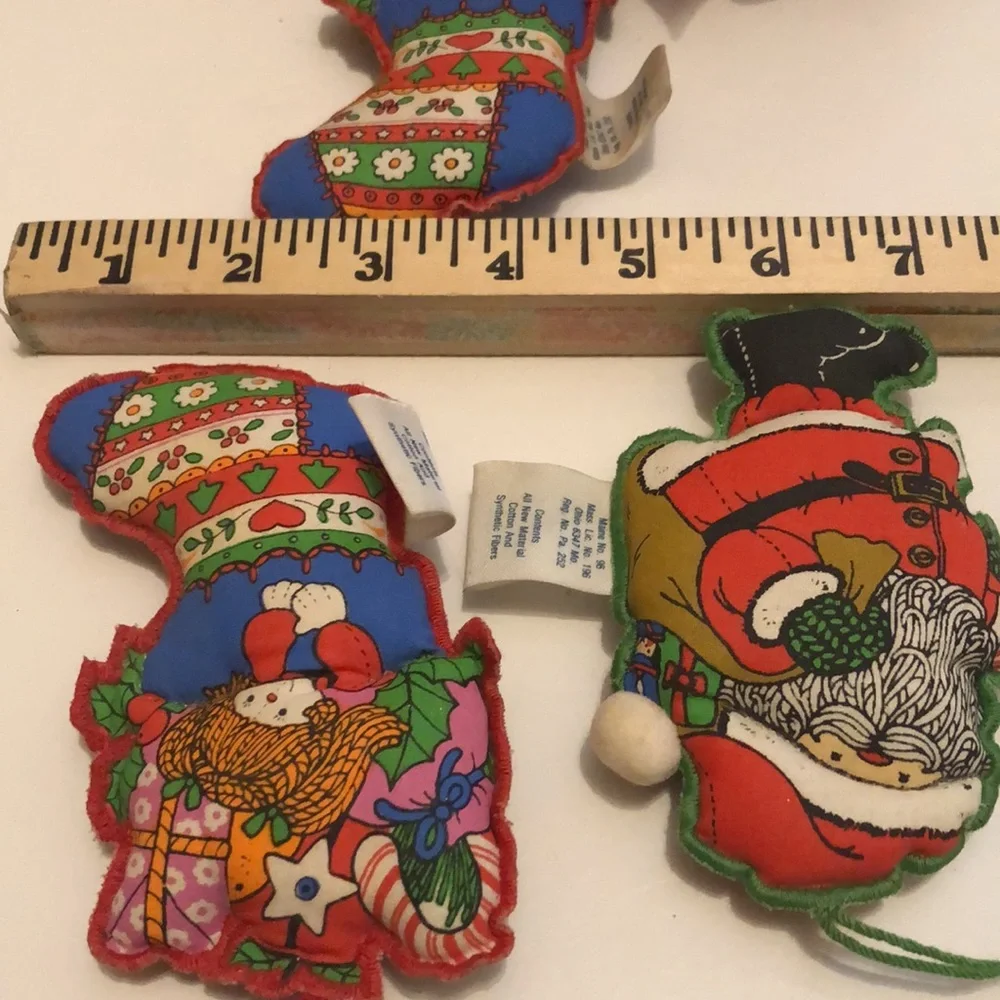 Hallmark 1974 Fabric Christmas Ornaments 1970s Hallmark Fabric Ornaments